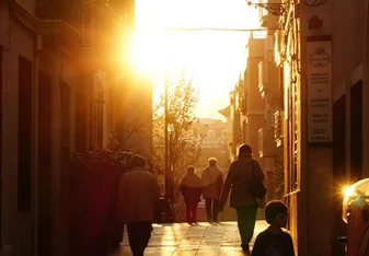 Barcelona streets at dusk